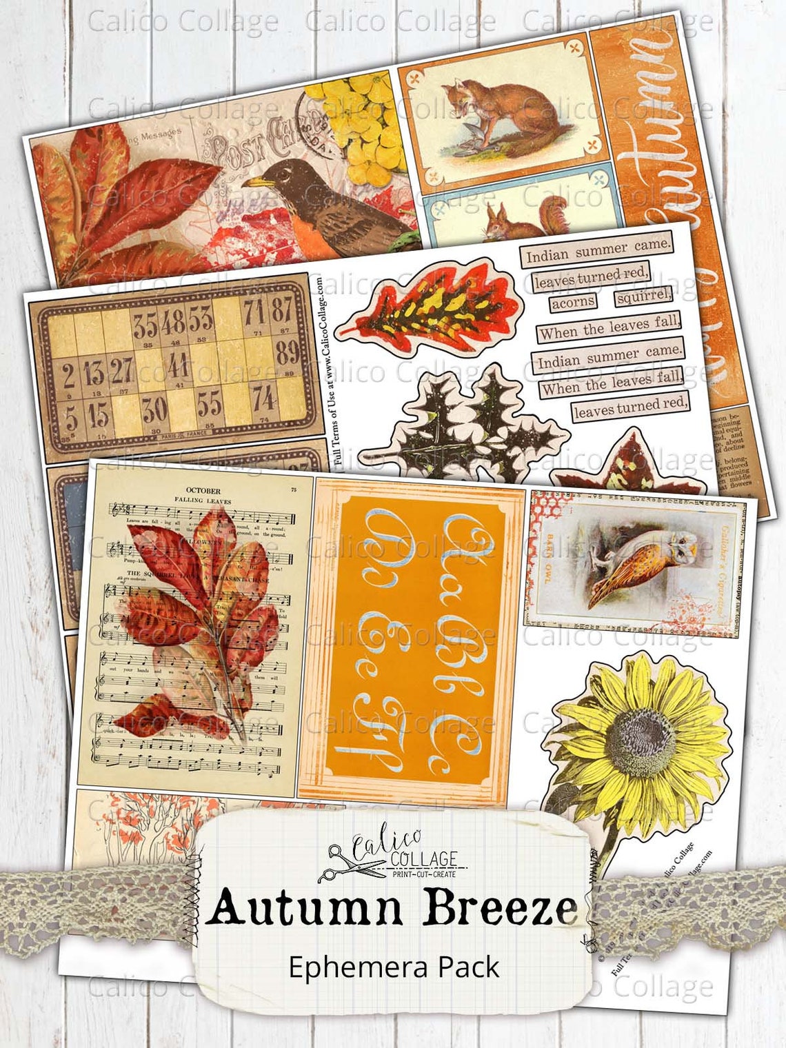 Printable Autumn Ephemera Pack, Junk Journal Kit Vintage Fall ...
