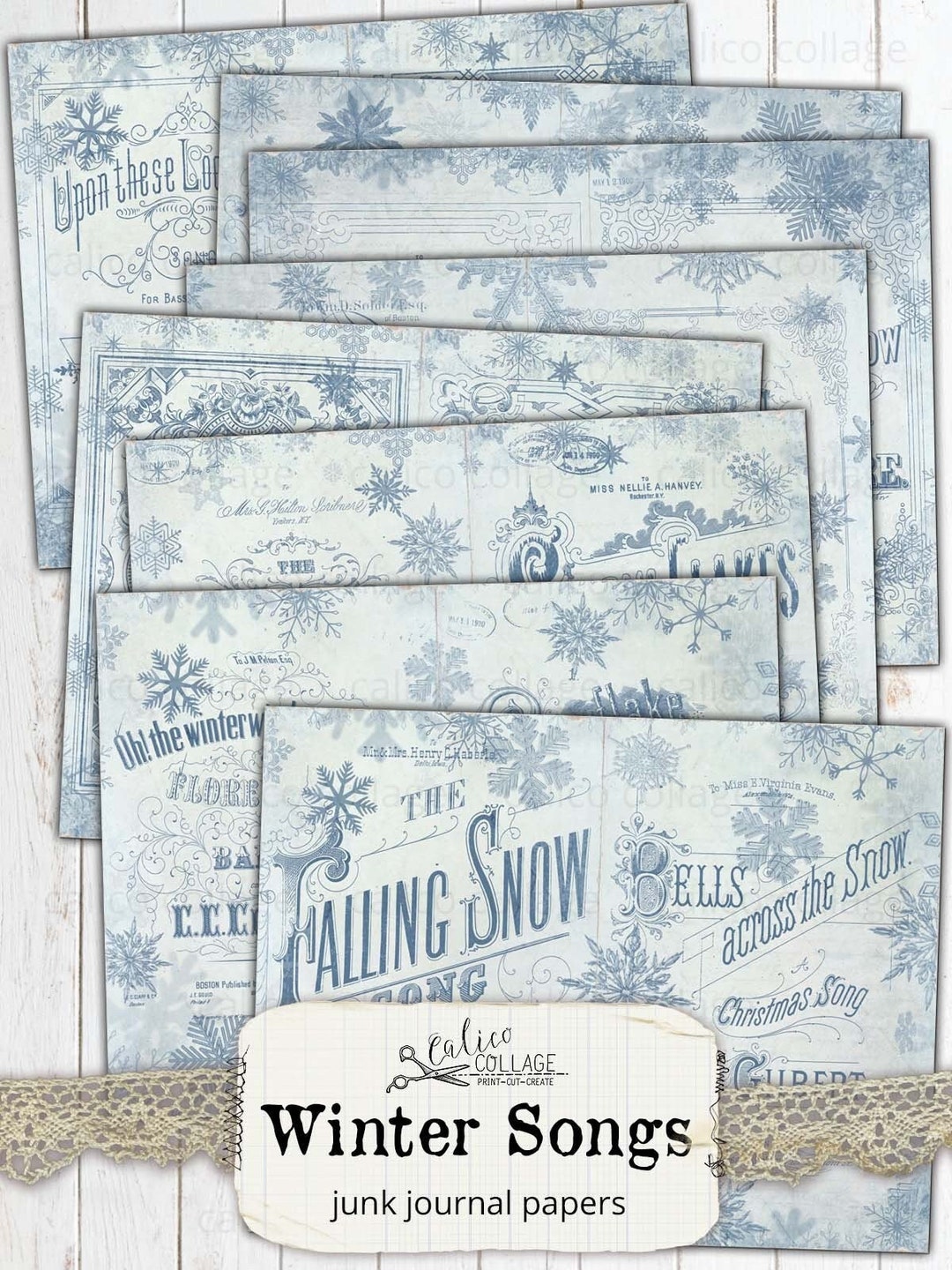 Printable Winter Sheet Music Junk Journal Papers, Journal Supplies ...
