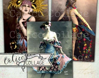 Printable Burlesque Show Girls Junk Journal Journaling Cards