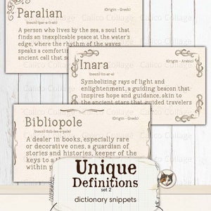 Unique Vintage Definitions Junk Journal Printable, Vintage Dictionary Words, Ephemera Words, Junk Journal Words, Digital Collage Sheet image 4