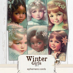 Winter Ephemera for Junk Journals, Winter Ephemera Cards, 1970s Ephemera, WInter Children Ephemera for Scrapbooking - Set 1