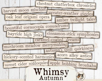 Autumn Ephemera Words For Junk Journals, Printable Ephemera Words, Junk Journal Supplies, Scrapbook Ephemera Printable Words Collage Sheet