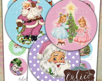 2,25 Zoll Kreise, süße Weihnachten, Collage Blatt, druckbare Tags, Instant Download, Knopfmachen, Bilder für Spiegel, Pocket Mirror Bilder