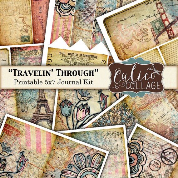 Travelin Through Printable Journal Kit Traveling Etsy