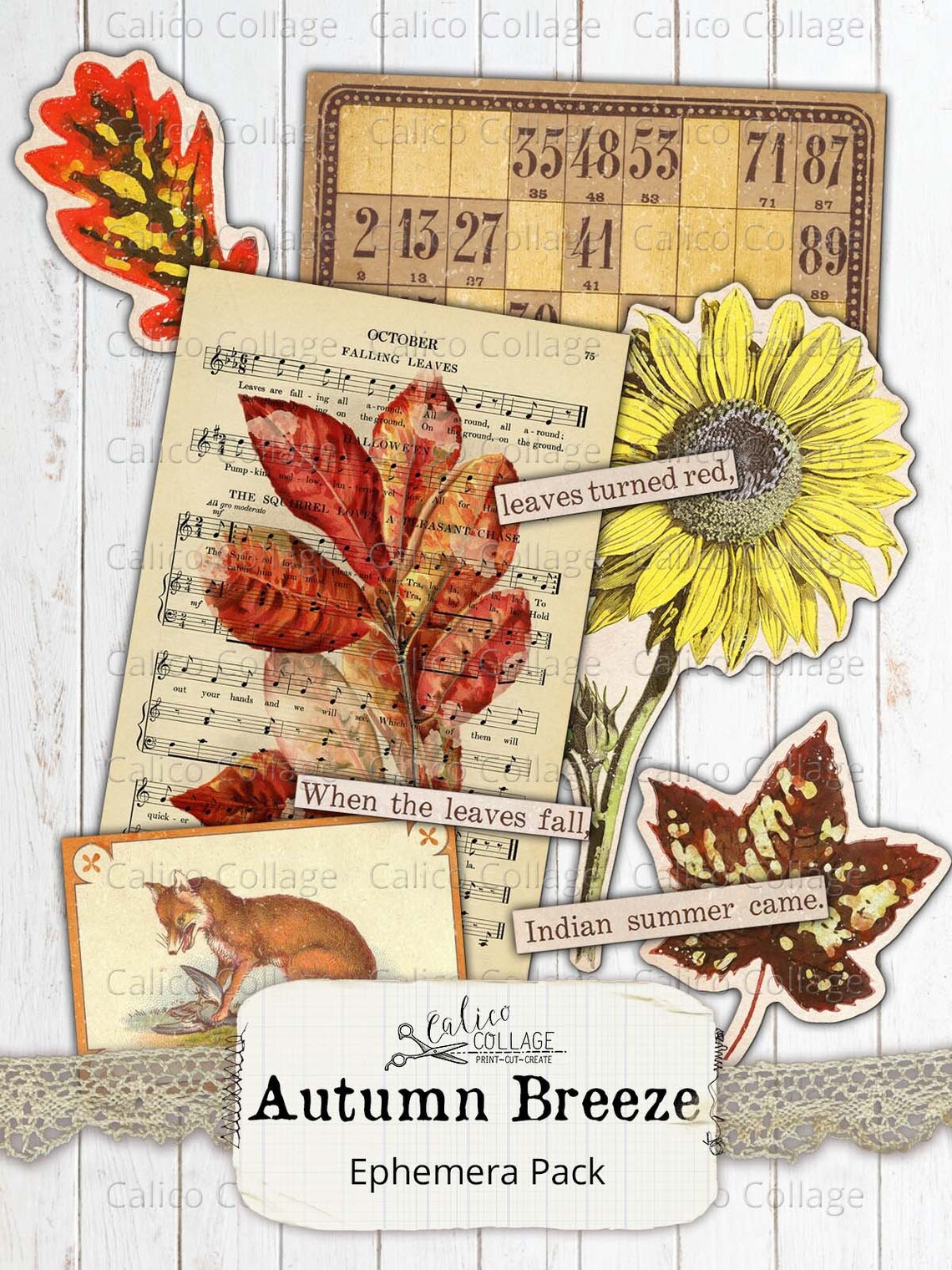 Printable Autumn Ephemera Pack, Junk Journal Kit Vintage Fall ...