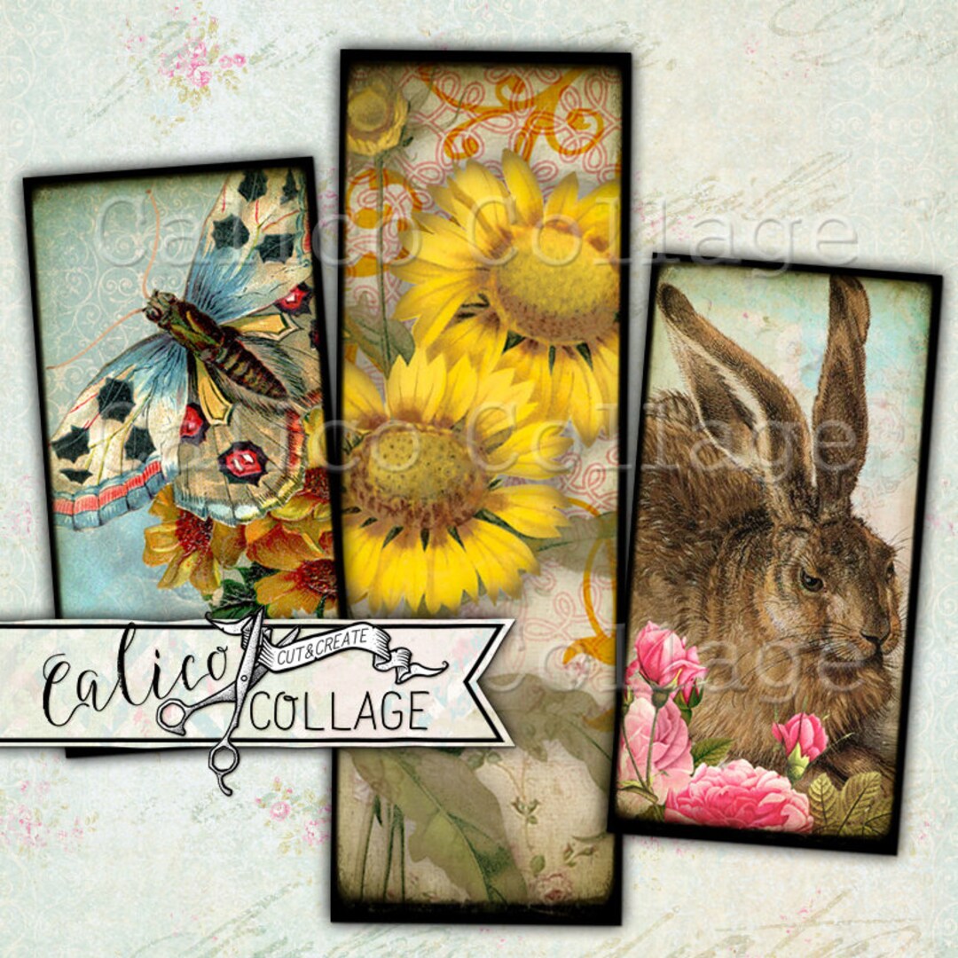 Printable Simply Spring Ephemera Pack, Domino Collage Sheet, Junk ...