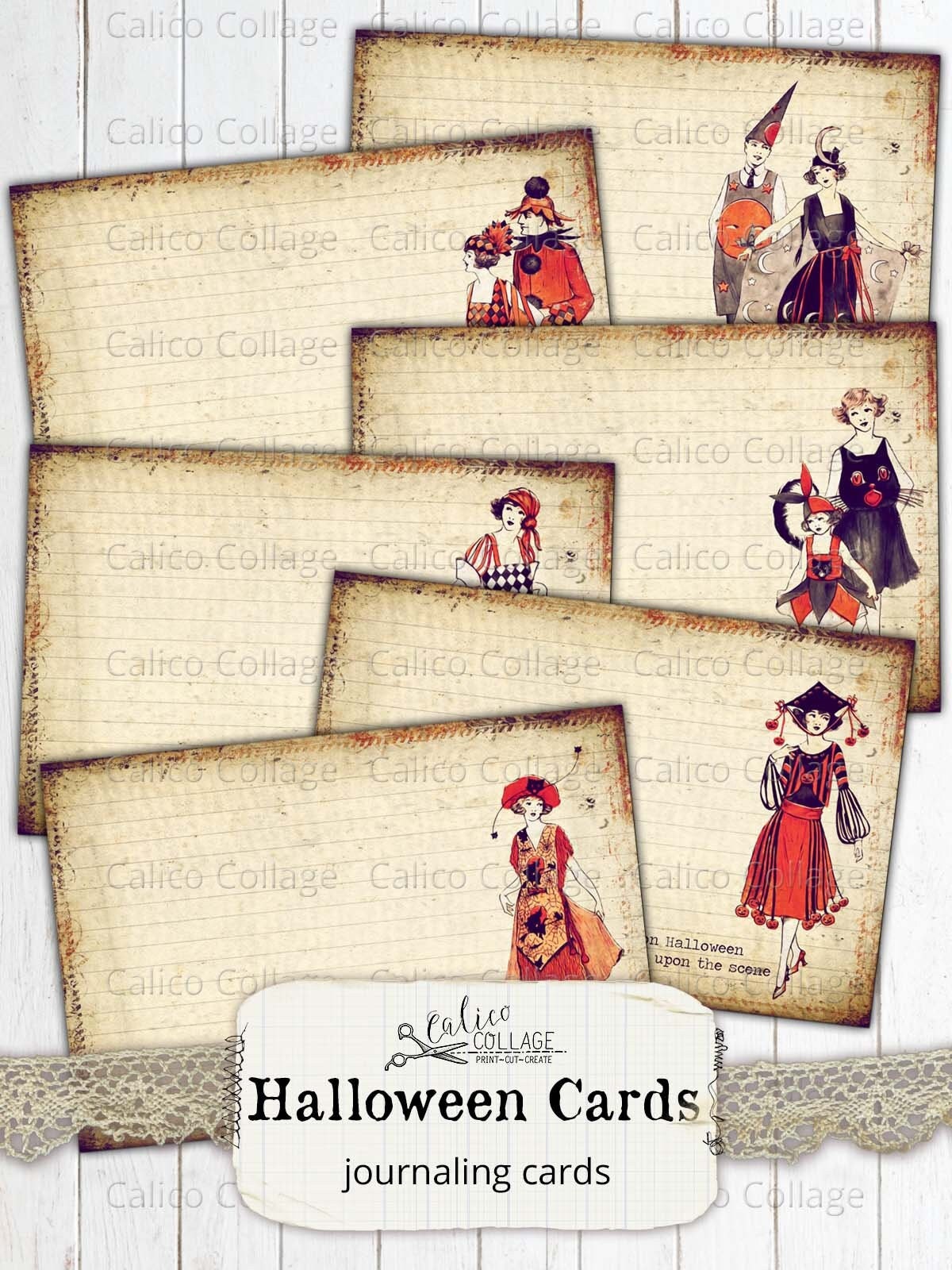 Printable Halloween Ephemera Journaling Cards Bullet Journal - Etsy