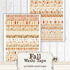 Printable Fall Washi Tape, Autumn Washi Strips, Fall Ephemera Junk ...