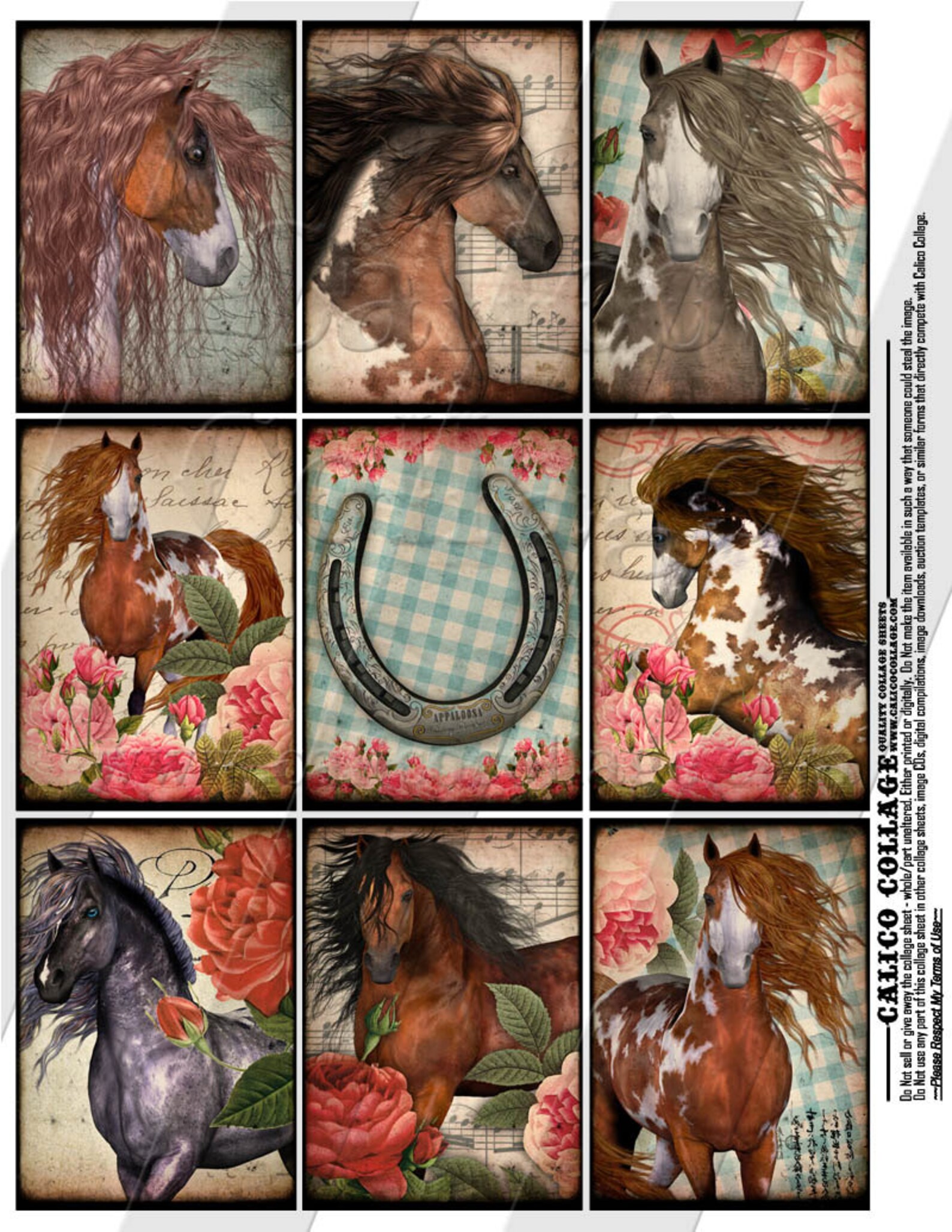 Wild Horses Collage Sheet Wild Horses Images Horse Collage Etsy