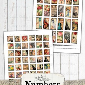 Numbers Collage Sheet Ephemera Pack, Digital Bullet Journal Supplies, Scrapbooking Junk Journal, Ephemera Numbers, Stationery Printable image 2