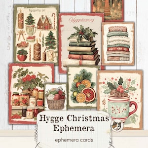 Christmas Ephemera Junk Journal Imprimable, Cartes éphémères de Noël Hygge, Feuille de collage en téléchargement numérique, Papier numérique de Noël, Danois