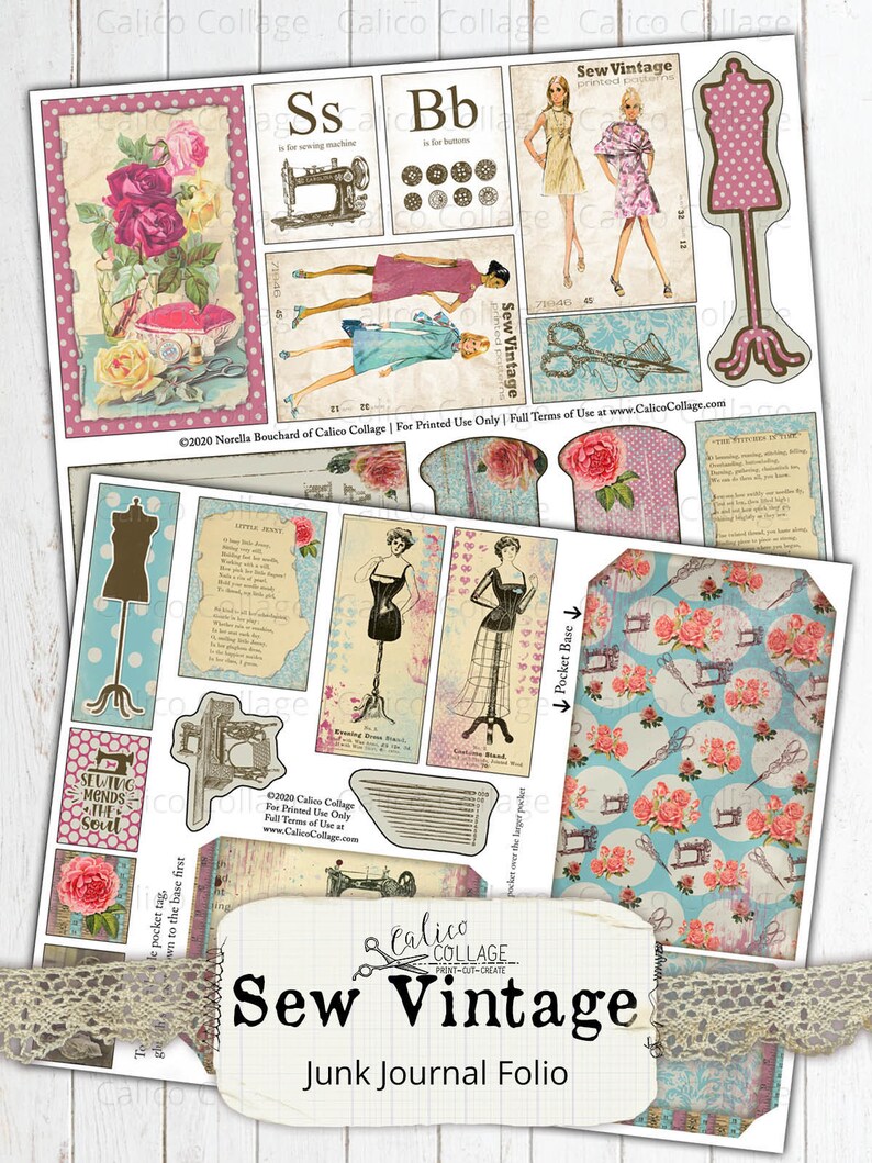 Sew Vintage Junk Journal Folio Junk Journal Kit Sewing - Etsy Australia