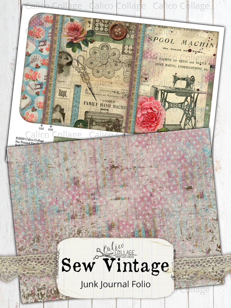 Sew Vintage Junk Journal Folio Junk Journal Kit Sewing | Etsy