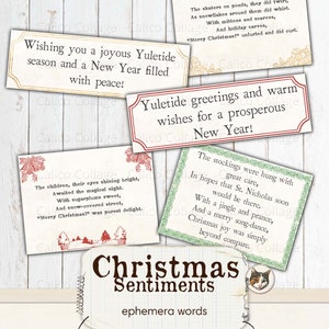Éphémères de Noël pour le journal des mots indésirables, imprimable pour le journal des mots, sentiments de Noël, feuille de collage en téléchargement numérique, éphémères de scrapbooking