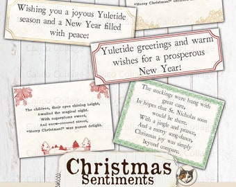 Christmas Ephemera Words Junk Journal Printable, Junk Journal Words, Christmas Sentiments, Digital Download Collage Sheet,Scrapbook Ephemera