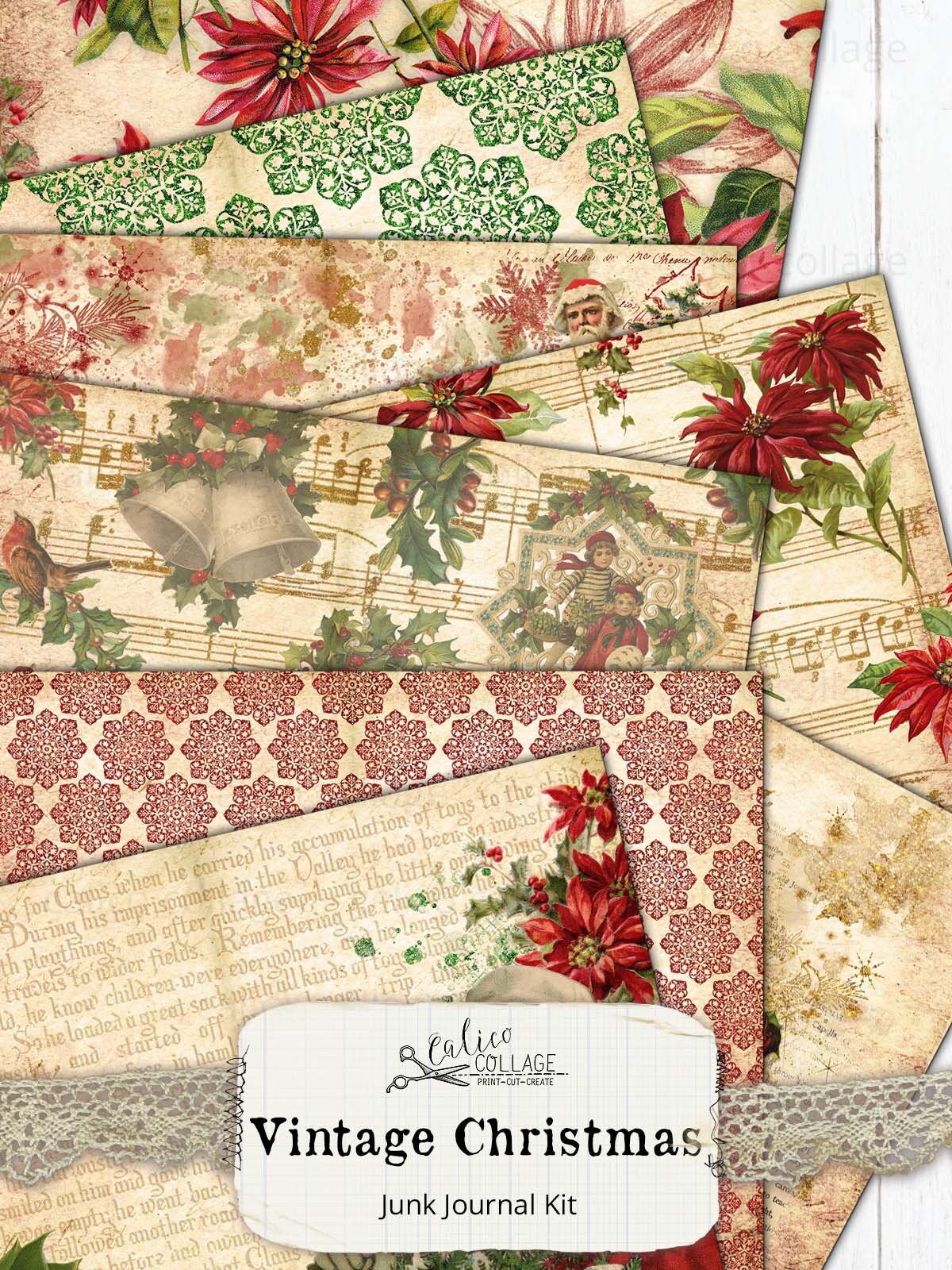 Christmas Junk Journal Kit Ephemera Pack Holiday Ephemera - Etsy