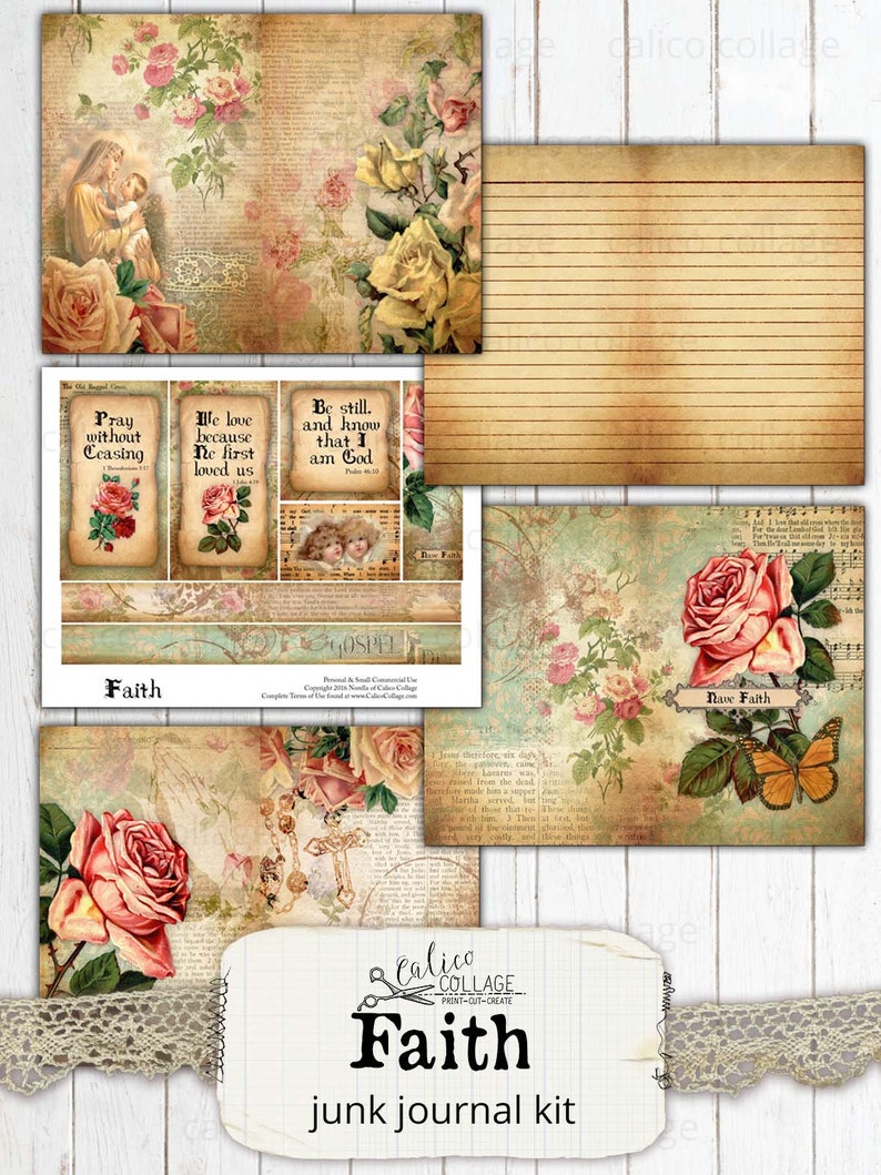 Printable Faith Junk Journal Kit Religious Ephemera Kit - Etsy