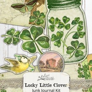 St Patricks Day Junk Journal Kit Ephemera Pack, Lucky Little Clover, Irish Ephemera image 4