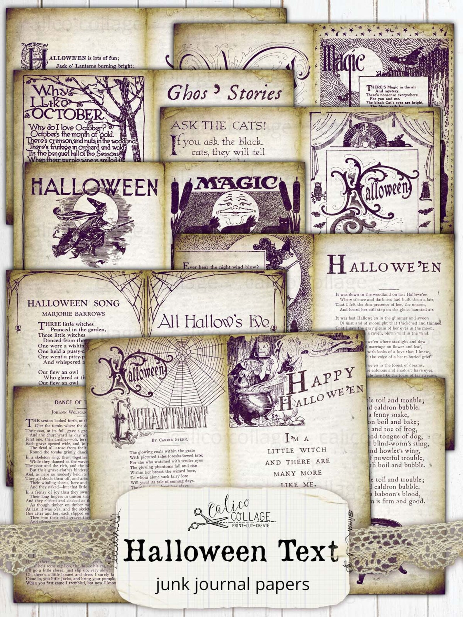 Printable Halloween Ephemera Junk Journal Papers Vintage - Etsy