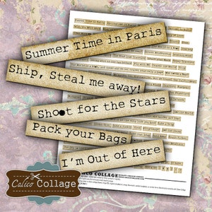 Lets Take A Trip Ephemera Words Collage Sheet Altered Art Words Digital Altered Art For Journal Page Scrapbooking Digital Download Printable