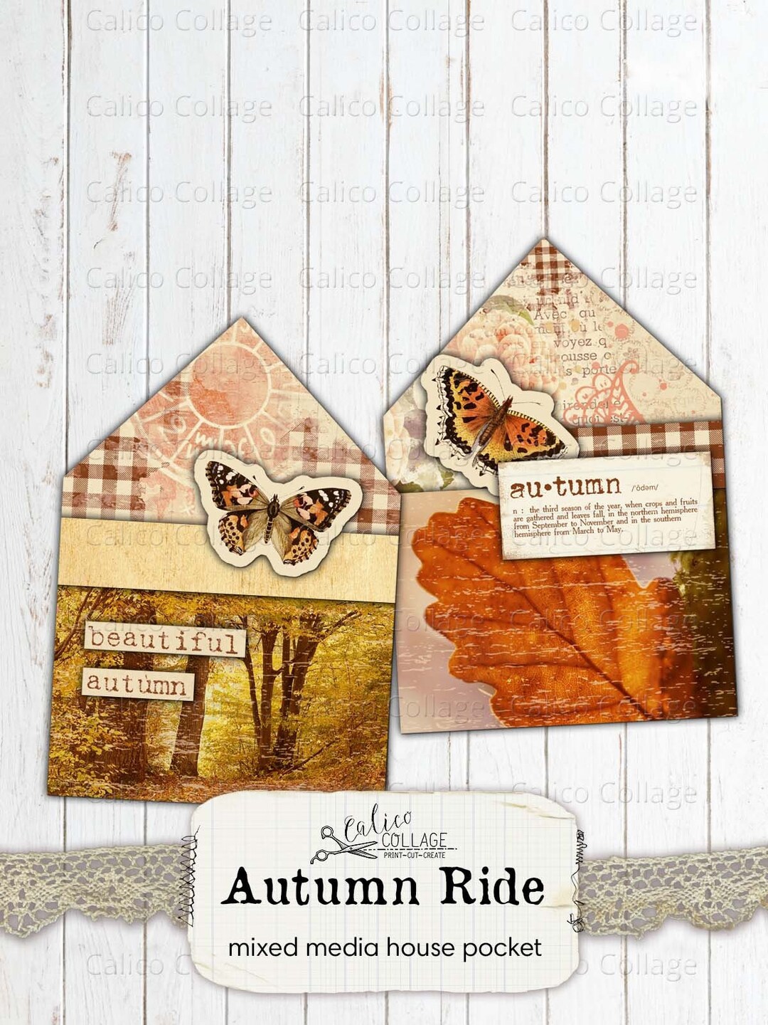 Autumn Junk Journal Printable Loaded Pocket, Mixed Media House ...
