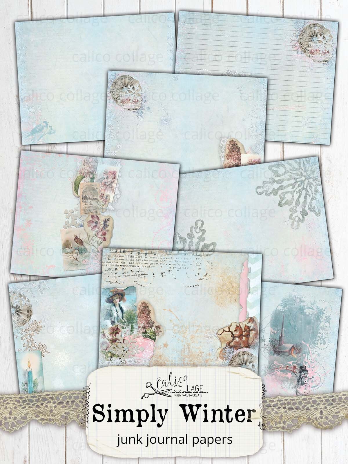 Winter Junk Journal Papers Printable Digital Papers Bullet - Etsy
