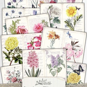 Spring Junk Journal Digital Paper Pack Prints, Spring Ephemera, Floral ...