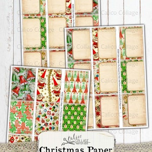 Christmas Paper Gift Tags, Printable Junk Journal Ephemera Pack