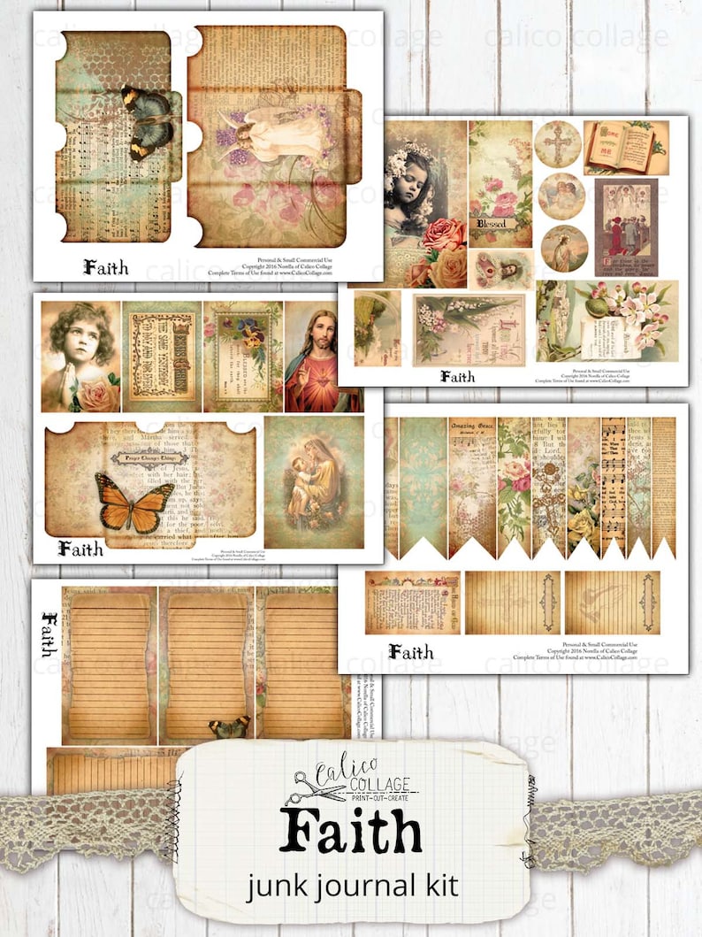 Printable Faith Junk Journal Kit Religious Ephemera Kit - Etsy