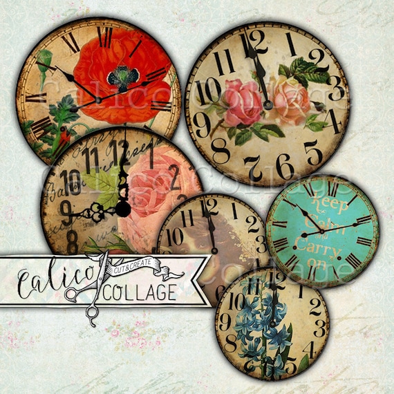 Printable Antique Clock Faces Junk Journal Ephemera Pack | Etsy