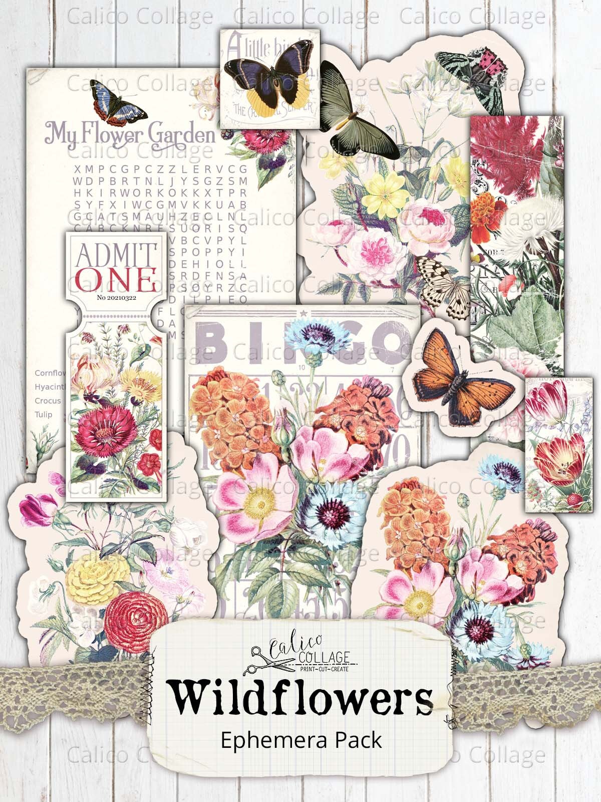 Junk Journal Flower Ephemera Pack Wildflower Digital Paper - Etsy