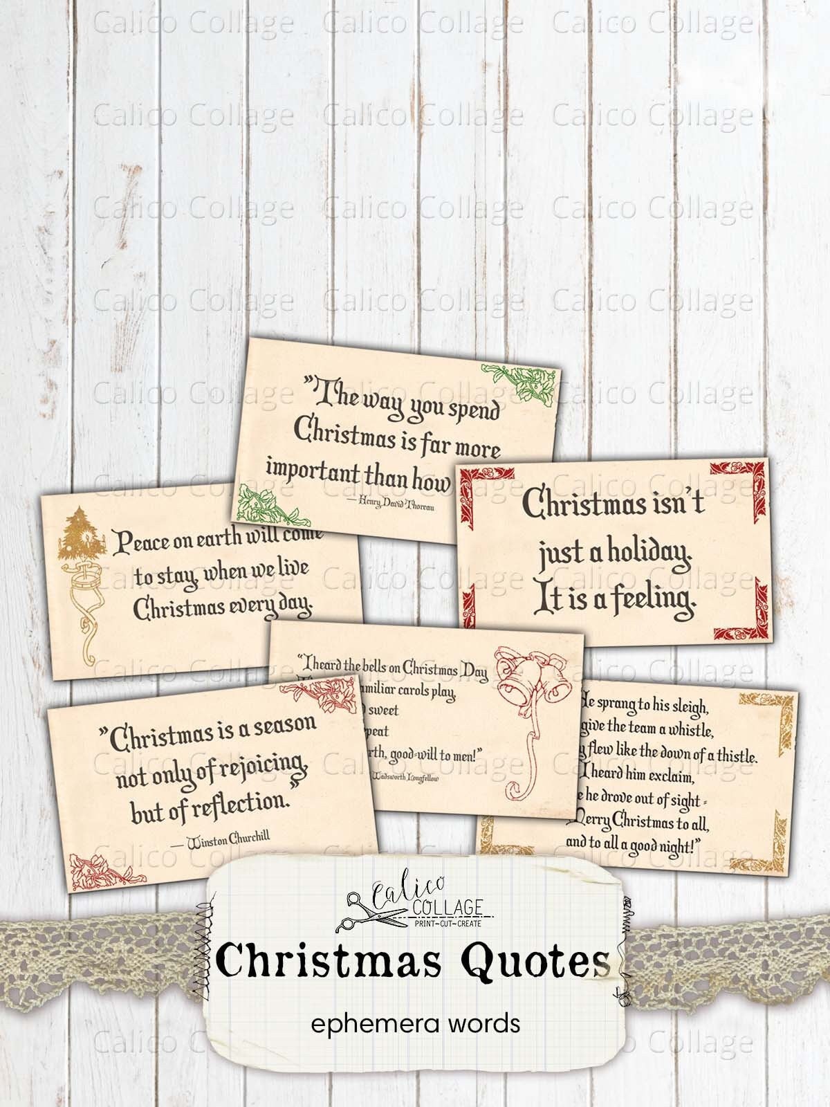Vintage Christmas Quotes Junk Journal Printable Ephemera Etsy
