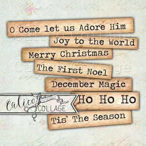 Printable Christmas ephemera words for Junk journals