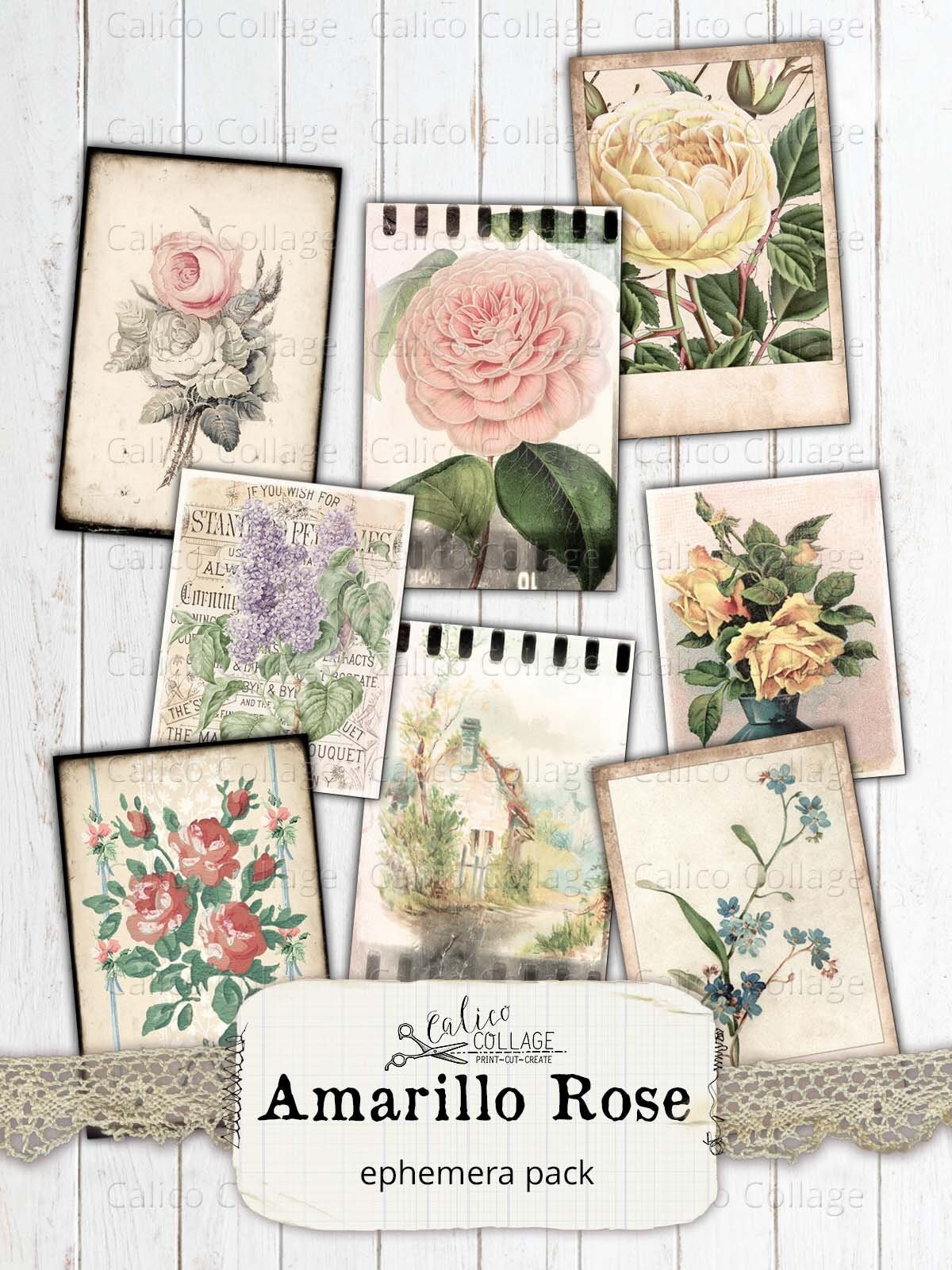 Shabby Chic Small Ephemera Pack, Cottage Chic Ephemera Cards, Digital ...