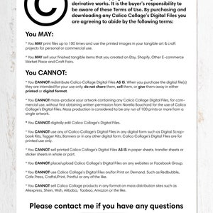 May include: A copyright notice with a large letter C in a circle. The text below the copyright notice lists the terms of use for digital files. The text includes the words "You May" and "You Cannot".