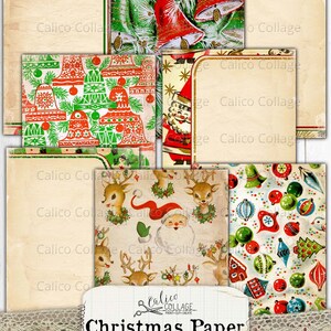 Christmas Paper Gift Tags, Printable Junk Journal Ephemera Pack