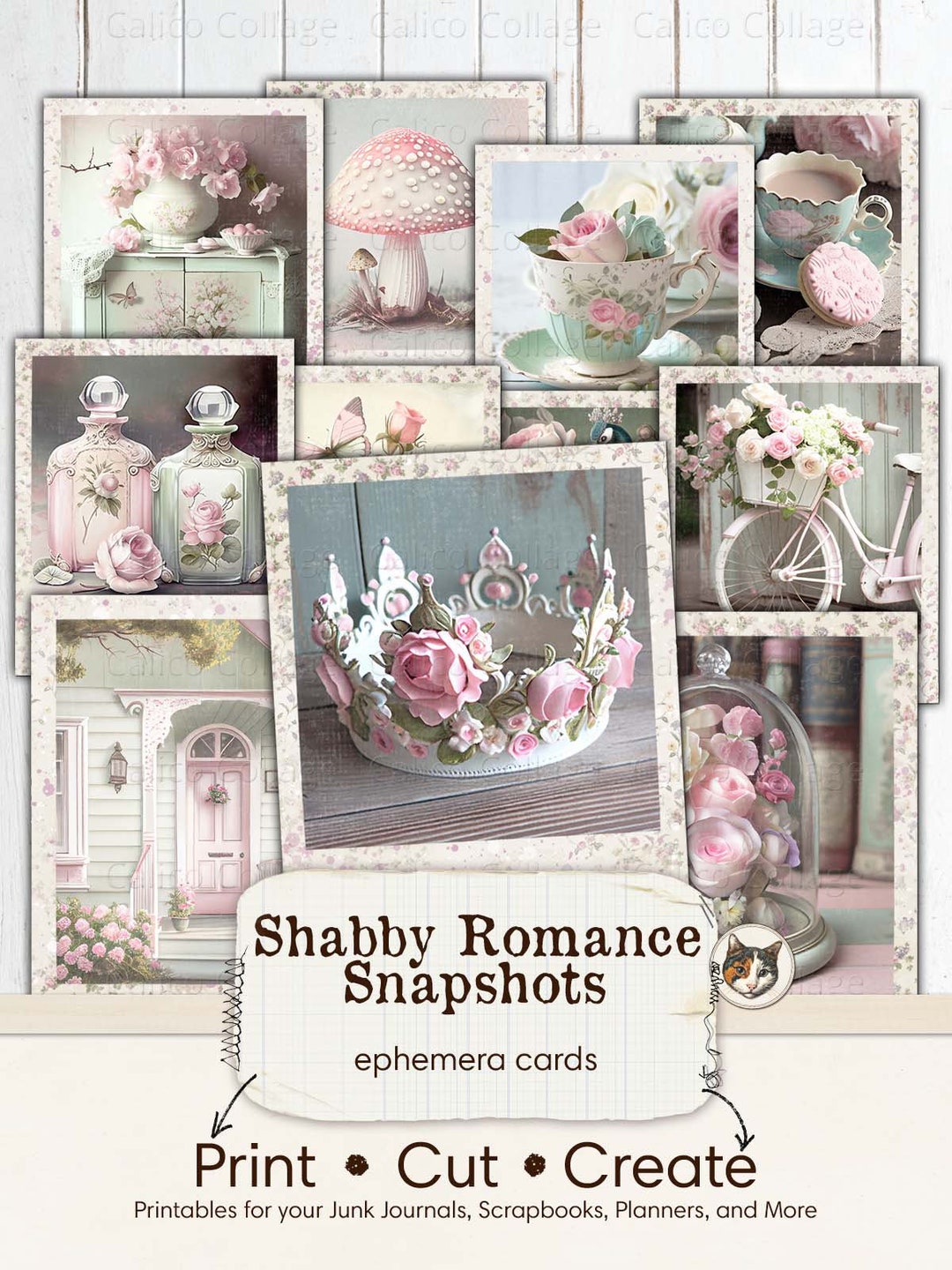 Girly Snapshot Ephemera for Junk Journals, Shabby Chic Ephemera ...