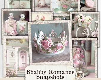 Girly Snapshot Ephemera for Junk Journals, Shabby Chic Ephemera, Printable Photographs, Ephemera Pack, Vintage Faded Photos, Collage Sheet