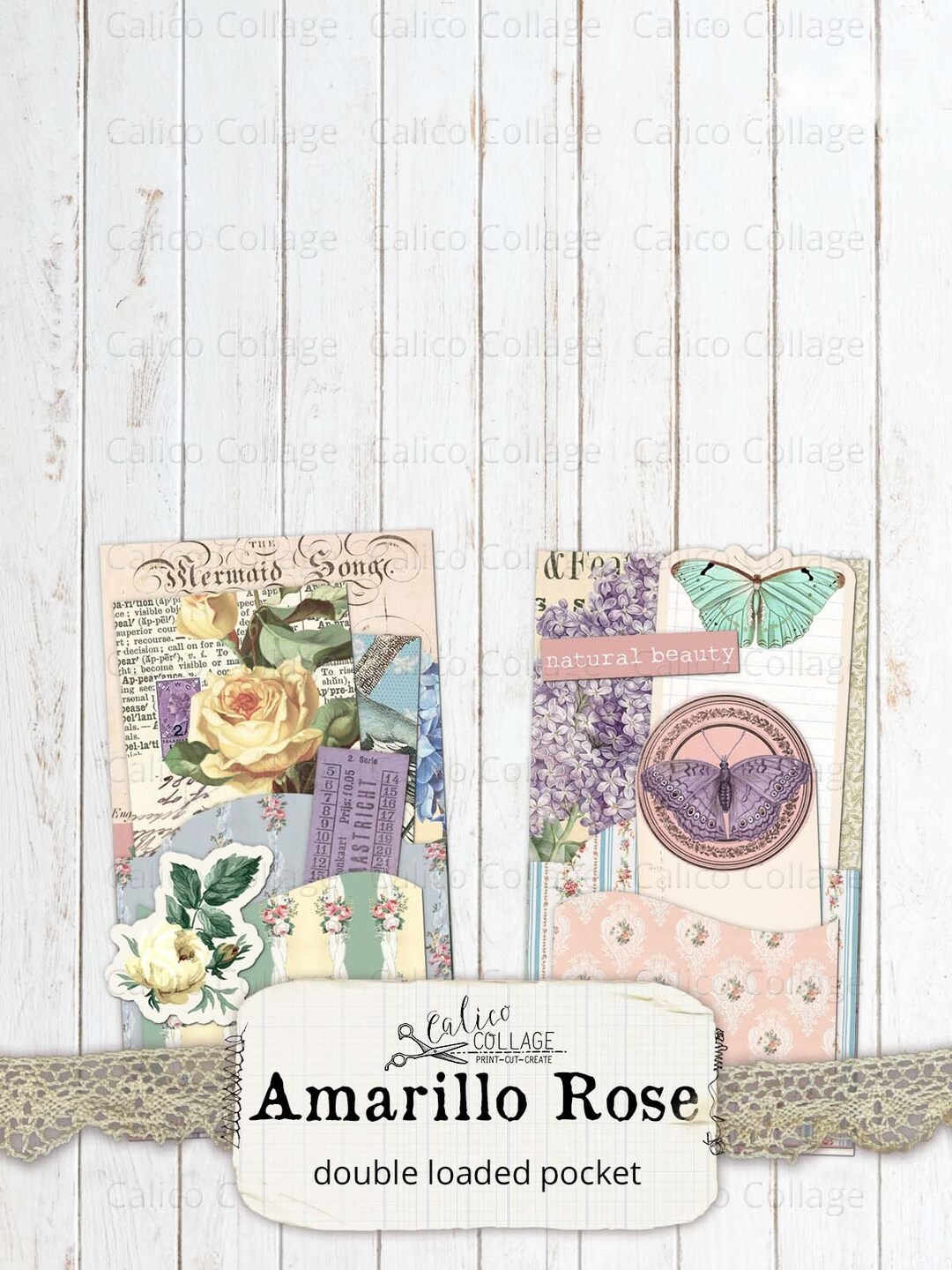 Cottage Rose Junk Journal Pocket Printable Kit, Vintage Shabby Chic ...