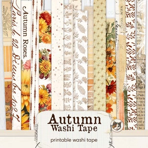 Printable Autumn Washi Tape, Fall Washi Strips, Fall Ephemera Junk ...