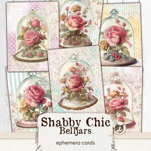 Éphémère de la Saint-Valentin pour les journaux indésirables, pots de cloche de rose Shabby Chic, imprimables de journal de pacotille, éphémères de Saint-Valentin rose vintage, feuille de collage