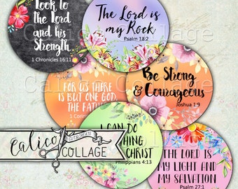 Bible Verses, Bottlecap Images, Digital, Collage Sheet, Printable Images, 1 Inch Circles, Religious Images, Printable Download