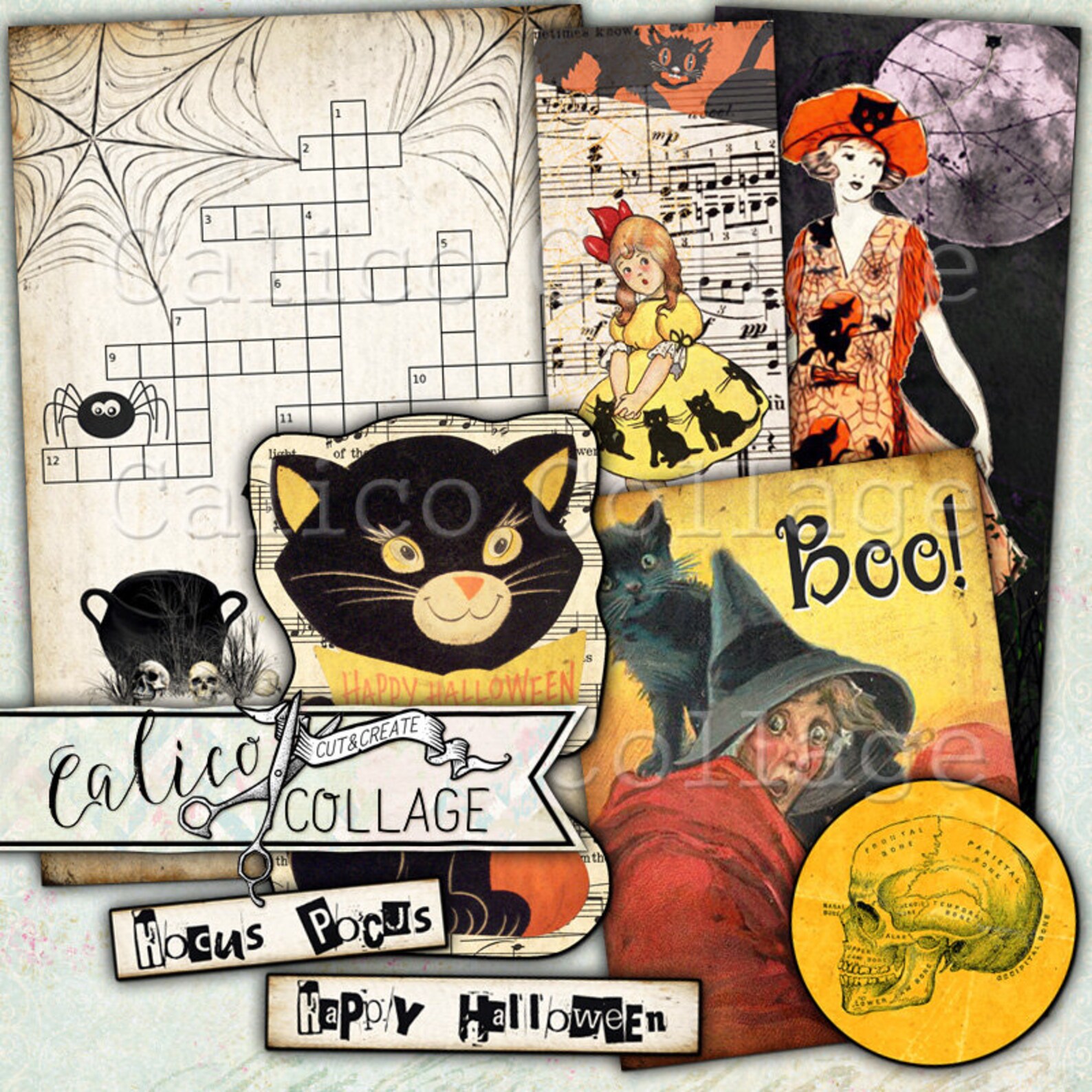 Halloween Printable Ephemera Pack Vintage halloween | Etsy