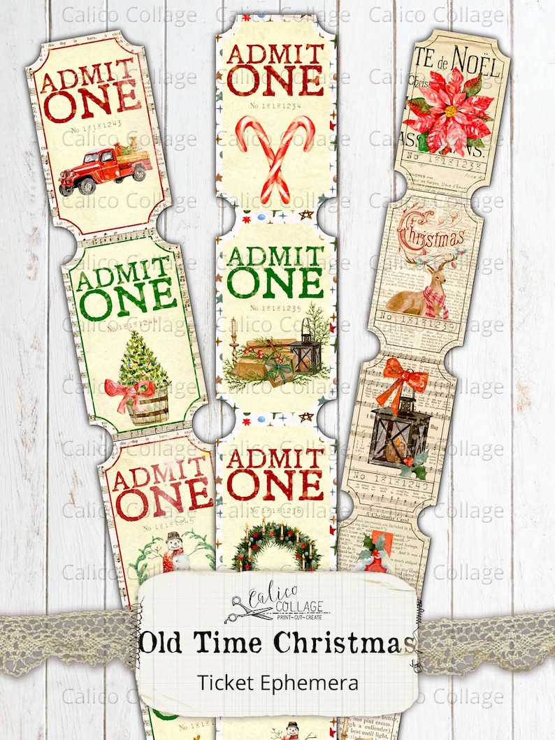 Printable Christmas Tickets Old Time Christmas Junk Journal - Etsy