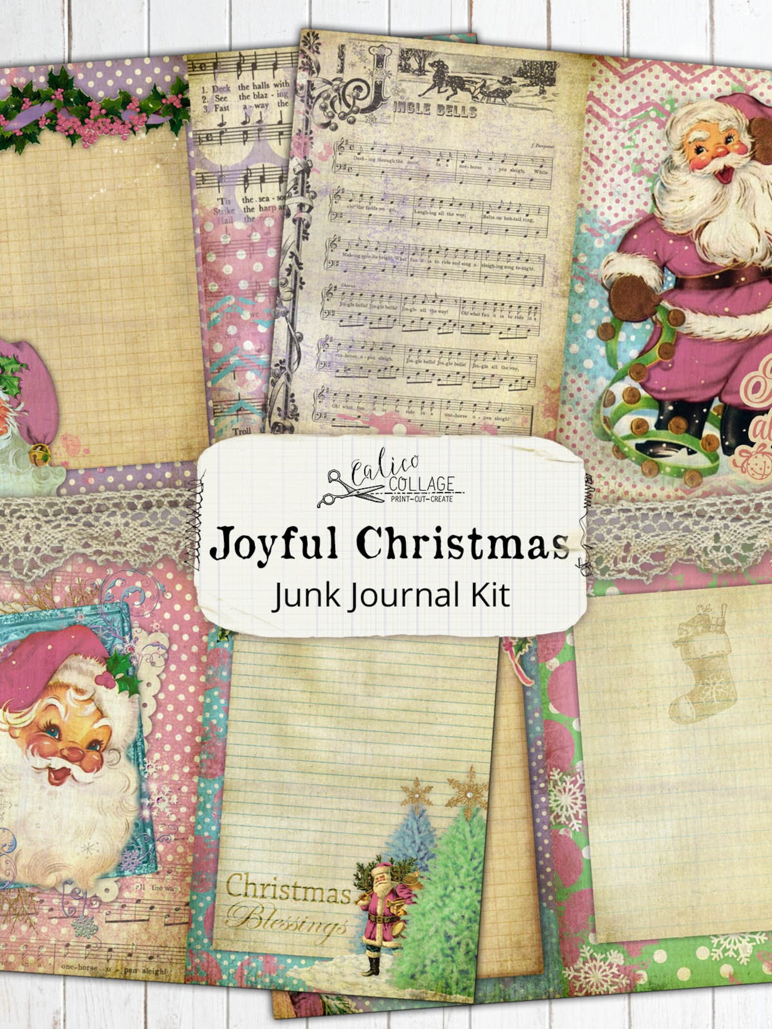Christmas Junk Journal Kit Ephemera Pack Printable Joyful - Etsy