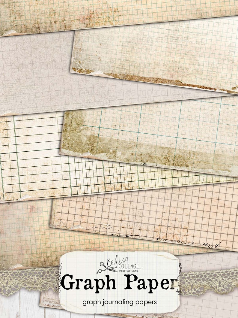 Printable Junk Journal Graph Paper, Blank Journal Pages for Junk Journals, Journaling Supplies, Digital Stationery, Bullet Journal Download image 5