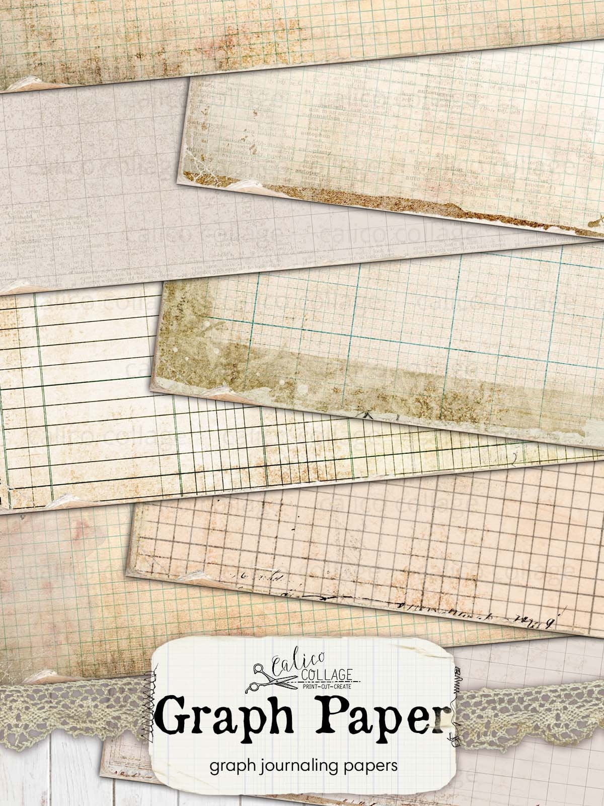Printable Junk Journal Graph Paper, Blank Journal Pages for Junk ...