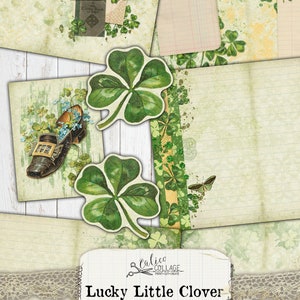 St Patricks Day Junk Journal Kit Ephemera Pack, Lucky Little Clover, Irish Ephemera image 6