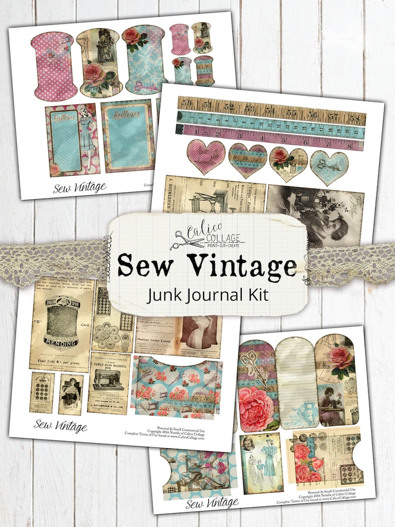 Sewing Junk Journal Kit Sew Vintage Junk Journal Sewing Etsy