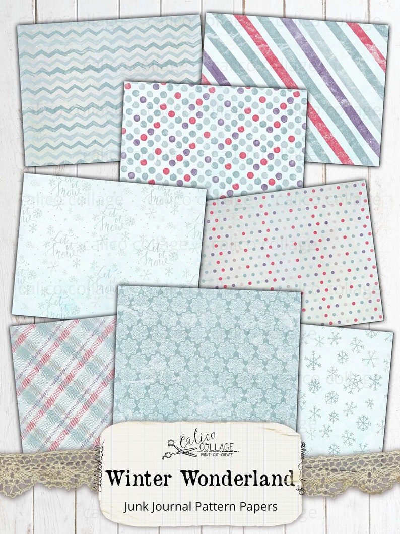 Winter Wonderland Digital Papers, Junk Journal Printable Journal ...